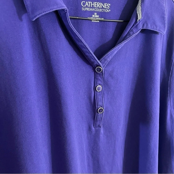 Catherines Suprema Collection Purple Polo Shirt Plus Size 3X Short Sleeve Comfy - Picture 4 of 6